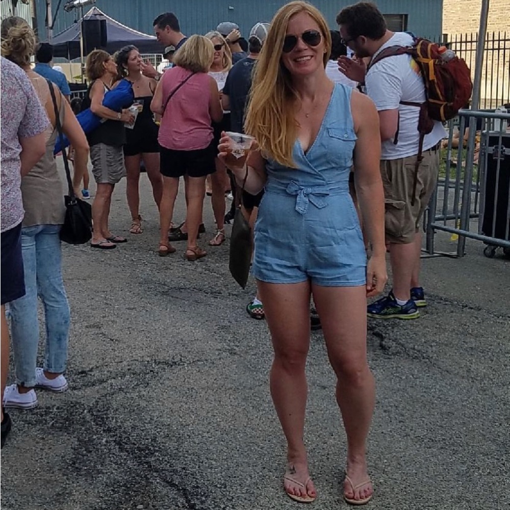 BB Dakota chambray denim romper - size 6